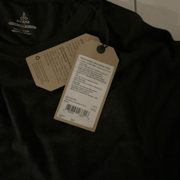 NWT PrAna Transverse Long Sleeve Shirt Crew Neck Tee Black Men’s Size XXL - Picture 5 of 12
